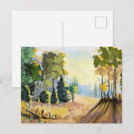Paysage nature et sous bois en fôret, déco murale. ポストカード