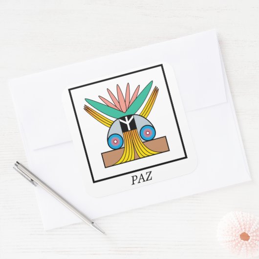 Paz （平和）シンボル。平和のためのプレジャレンのシンボル スクエアシール (封筒)