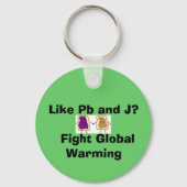 PbやJとか？地球温暖化と闘う キーホルダー (正面)