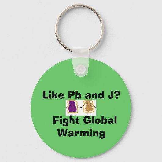 PbやJとか？地球温暖化と闘う キーホルダー (正面)