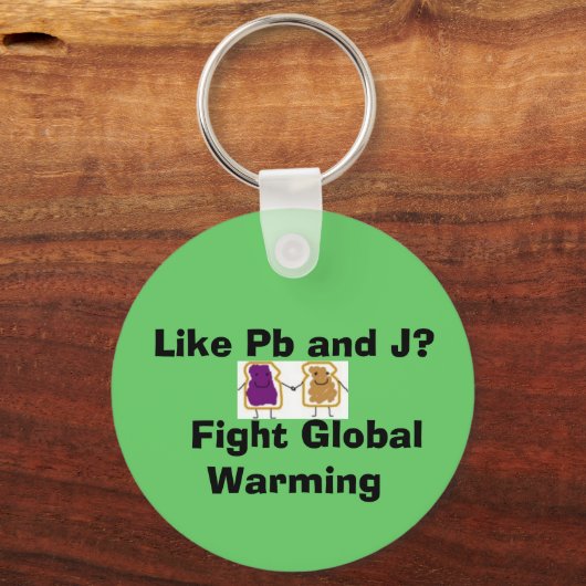 PbやJとか？地球温暖化と闘う キーホルダー (正面)