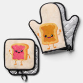 PB&J最高ののツ来のペア 鍋つかみ&鍋敷きセット (正面/裏面)