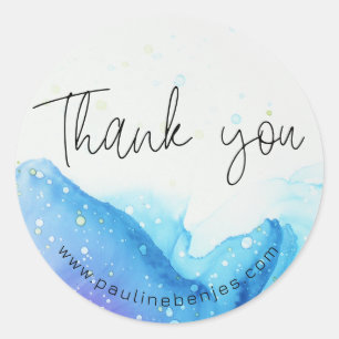PB Thank you 2青いラウンドクラシックステッカー ラウンドシール
