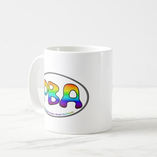 PBAの白い楕円形15ozのマグ コーヒーマグカップ (正面左)