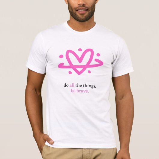 PBB: すべてのことに取り組む Tシャツ (白/ピンク) (正面)