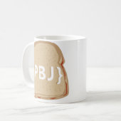 {PBJ}ロゴ-味方されたマグは二倍になります コーヒーマグカップ (正面左)