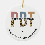 PBTカスタム静脈切開技術者レオパード印刷 セラミックオーナメント (正面)