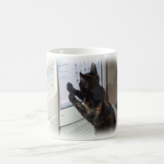 PCを持つ猫 コーヒーマグカップ (中央)