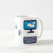 Pcコンポーネントのピクセルアート コーヒーマグカップ (正面右)
