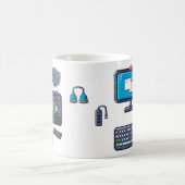 Pcコンポーネントのピクセルアート コーヒーマグカップ (中央)