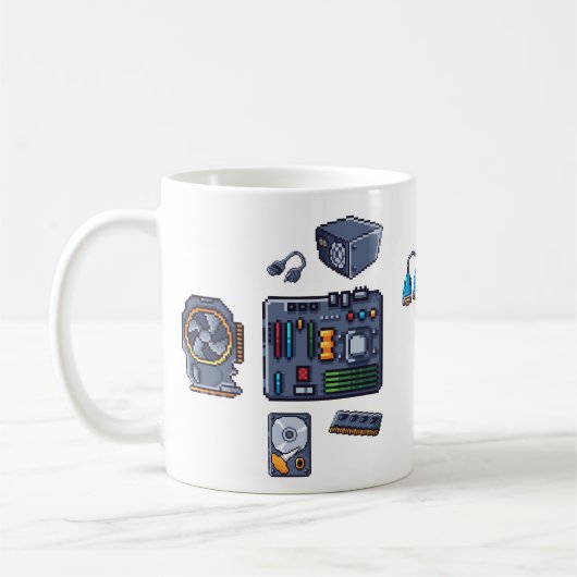 Pcコンポーネントのピクセルアート コーヒーマグカップ (左)