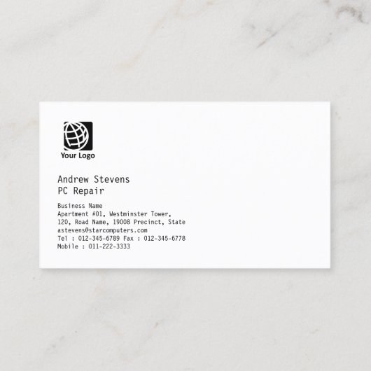 PC修理名刺の回路の切断図 名刺 (裏面)