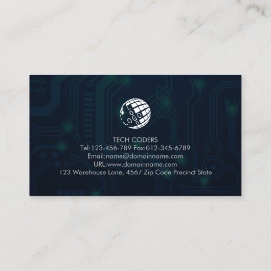 PC修理技術者の名刺 名刺 (裏面)