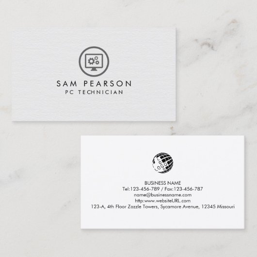 PC技術者によるコンピュータの修復 名刺 (正面/裏面)