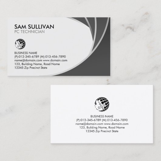 PC技術者によるコンピュータの修復 名刺 (正面/裏面)