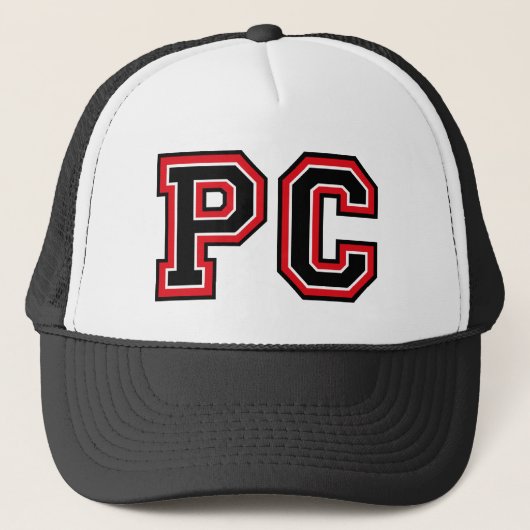 "PC" モノグラム トラッカーズハット キャップ (正面)