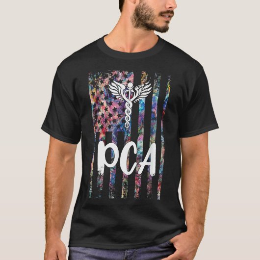 Pcaアメリカ国旗の患者気に補助Pcaナース Tシャツ (正面)