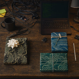 PCBパターンのクールでアブストラクトな電子ギーク ラッピングペーパーシート