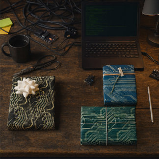 PCBパターンのクールでアブストラクトな電子ギーク ラッピングペーパーシート