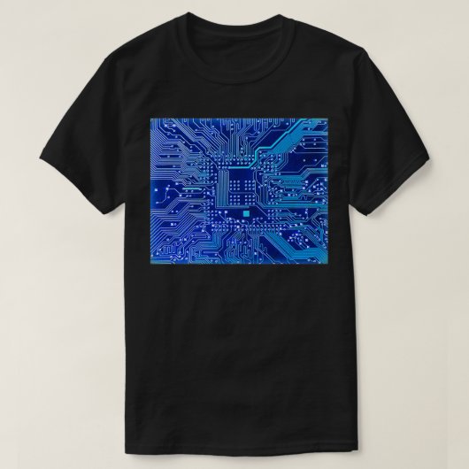 PCBプリント回路基板上の電子回路 Tシャツ (デザイン正面)