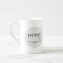 PCOG頭字語; 円形フルメッセージ; 黒白カラー;