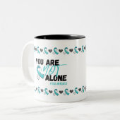 PCOSティール(緑がかった色)リボン認識度 ツートーンマグカップ (正面左)