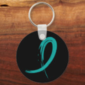 PCOSティール(緑がかった色)リボンA4 キーホルダー (正面)