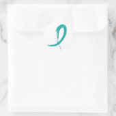 PCOSティール（緑がかった色）リボンA4 ラウンドシール (バッグ)