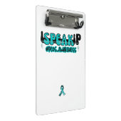 PCOS話認識度ティール（緑がかった色）リボン ミニクリップボード (アングル)