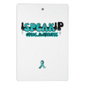 PCOS話認識度ティール（緑がかった色）リボン ミニクリップボード (裏面)