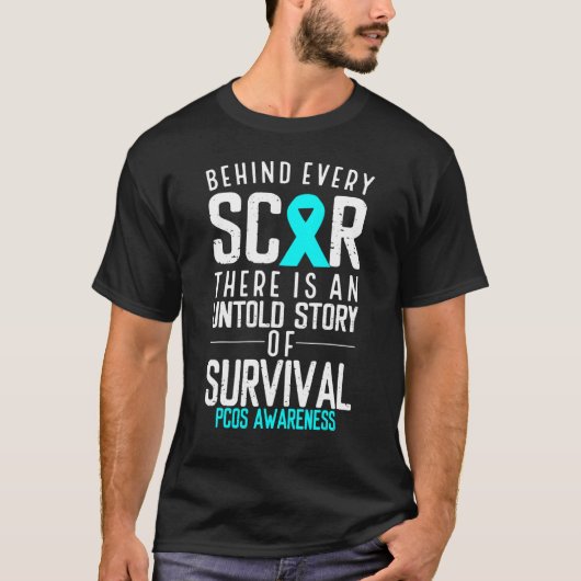 PCOS認識度すべてのScar戦士のOvary Synの背後 Tシャツ (正面)