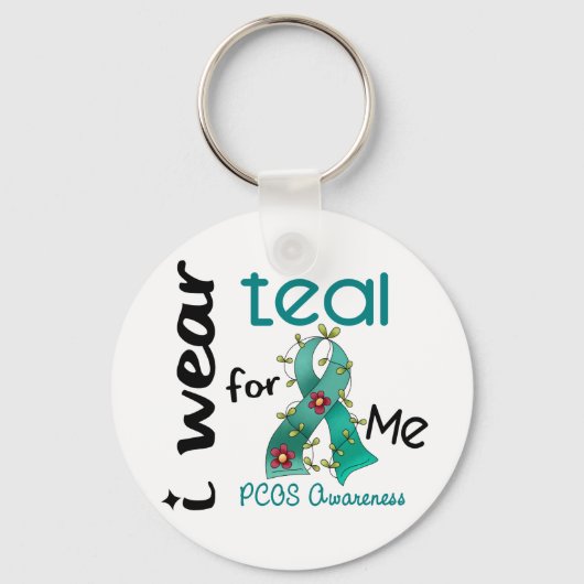 PCOS I衣服ティール(緑がかった色)For ME 43 キーホルダー (正面)