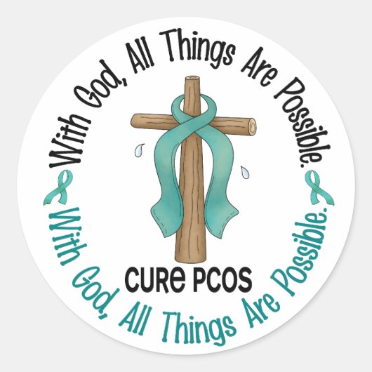 PCOS With God Cross ラウンドシール (正面)