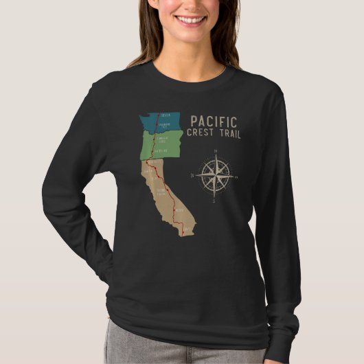 Pct太平洋岸登山道ハイキングマップ1 Tシャツ (正面)