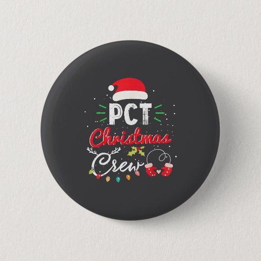 Pct Christmas Crew Fun Patient Care Tech Matching  缶バッジ (正面)