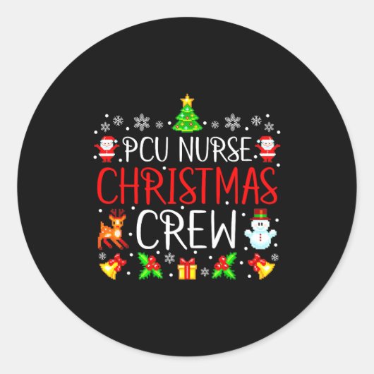 Pcu Nurse Christmas Crew Matching Xmas  ラウンドシール (正面)