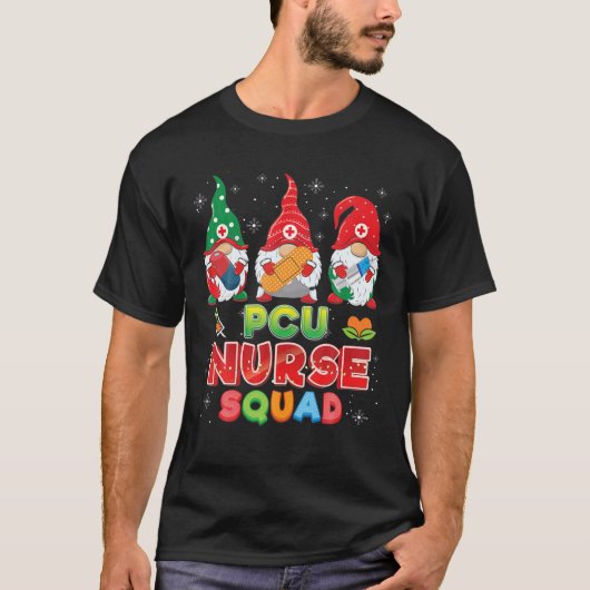 PCU Nurse Squad Christmas Gnomes Ugly Sweater Gnom Tシャツ (正面)