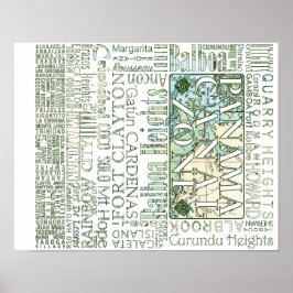 PCZ – パナマ運河地帯の場所と地図 ポスター