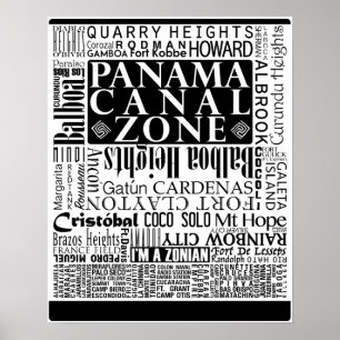 PCZ -ボーダーとのパナマ運河の地帯の位置 ポスター