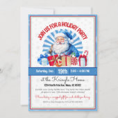 PDブルーサンタクリスマスホリデーパーティー招待状 招待状 (正面)
