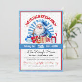 PDブルーサンタクリスマスホリデーパーティー招待状 招待状 (スタンド正面)