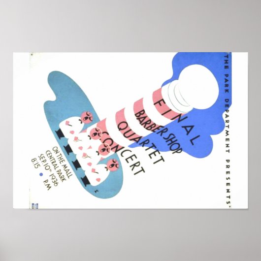 PD0052ヴィンテージ理容師ショップカルテットコンサートポスター。 ポスター (正面)