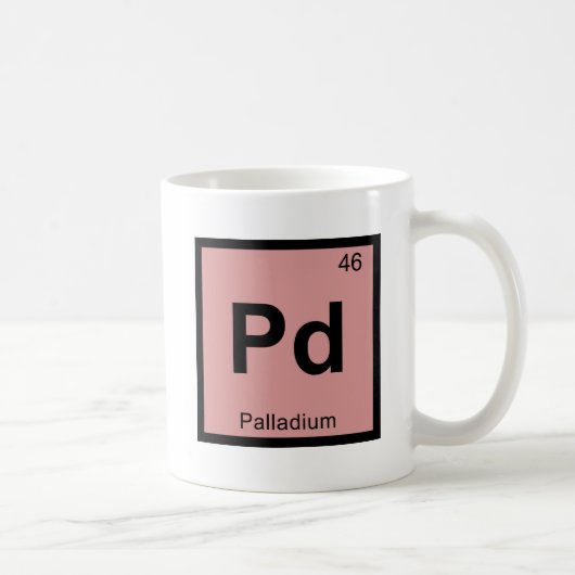 Pd -パラジウム化学の周期表記号 コーヒーマグカップ (右)