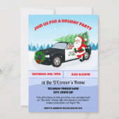 PD Merry Christmas Police Car with Santa Holiday 招待状 (正面)
