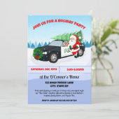 PD Merry Christmas Police Car with Santa Holiday 招待状 (スタンド正面)