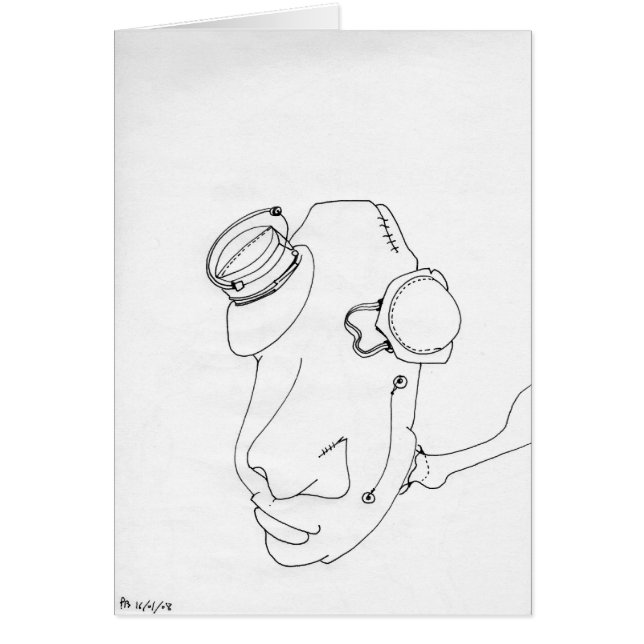 PDDスモール弱いスケッチサイバー顔ドードルカード (正面)