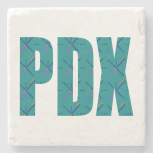 PDXポートランドエアポートカーペット文字 ストーンコースター