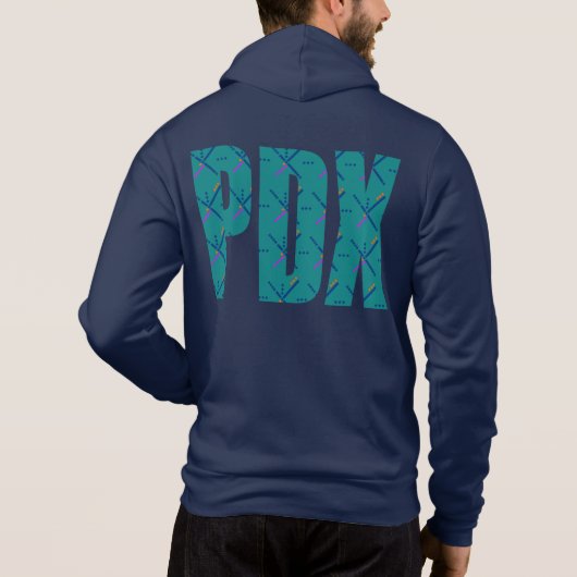 PDXポートランドエアポートカーペット文字 パーカ (裏面)