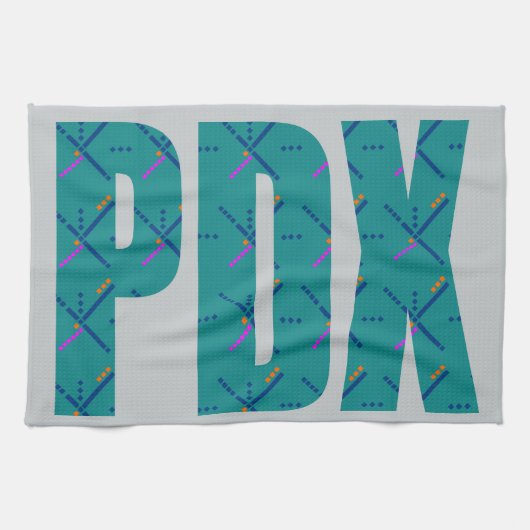 PDXポートランド空港カーペットの文字 キッチンタオル (横)