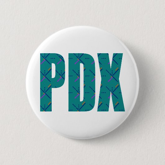 PDXポートランド空港カーペットの文字 缶バッジ (正面)